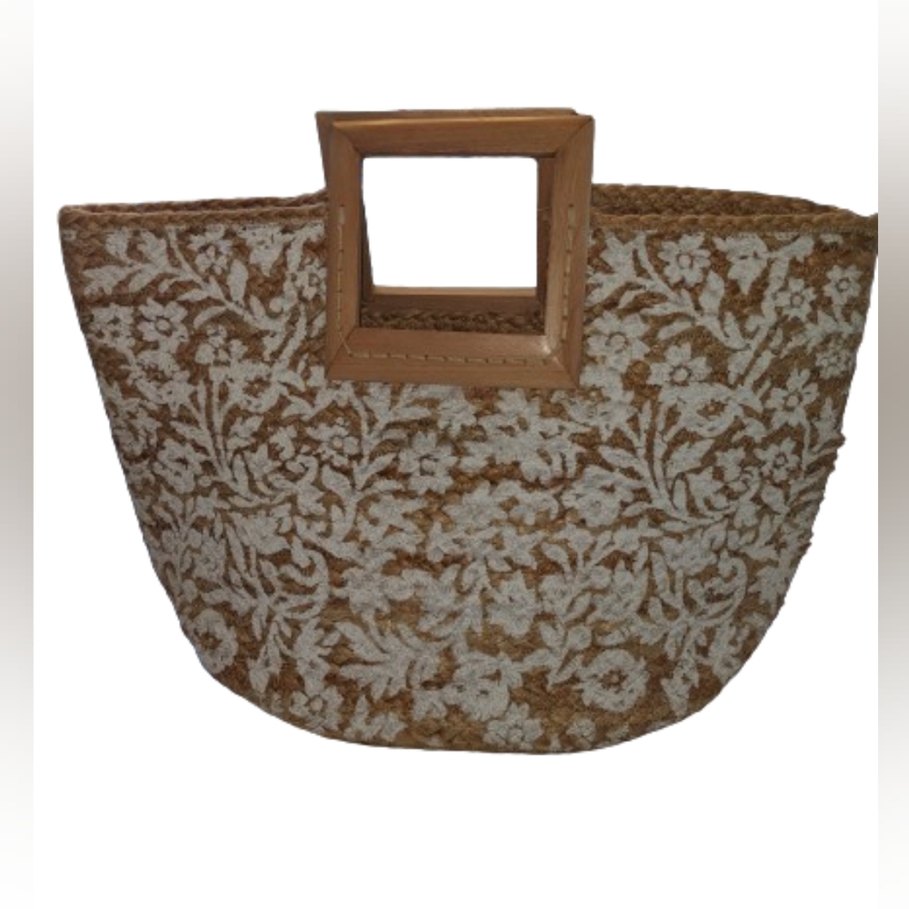 ANTIK KRAFT Boho Jute Straw Tote by Anthropologie Large